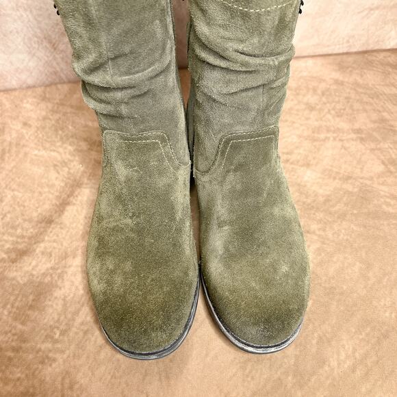 Earth Beaufort Wide Slouch Ankle Boots Olive Green Suede Leather Women's 7D Boho - Picture 11 of 12